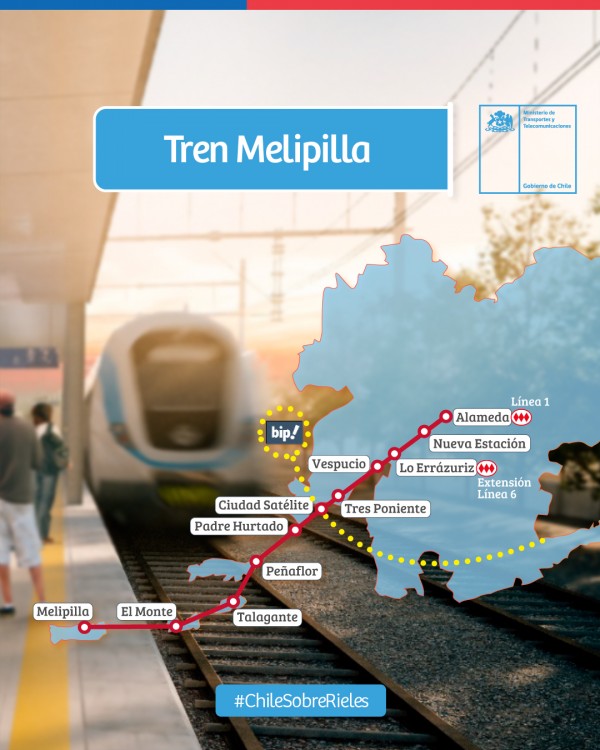 Gráfica del Tren Melipilla y su recorrido